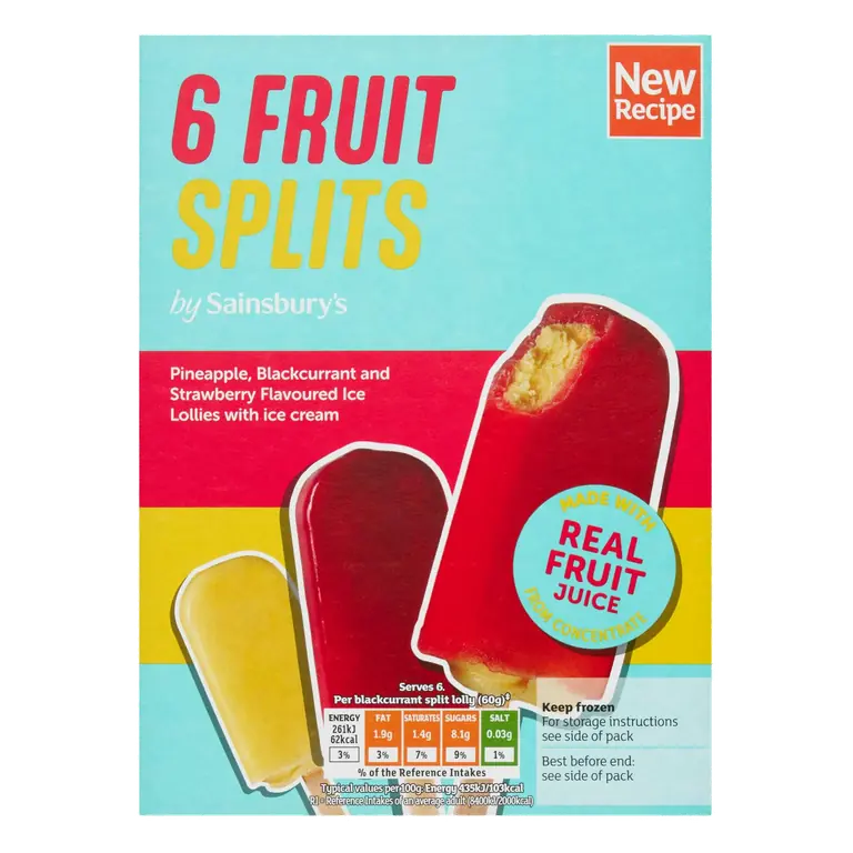 Fruit Juice Ice Cream Splits 6x73ml
