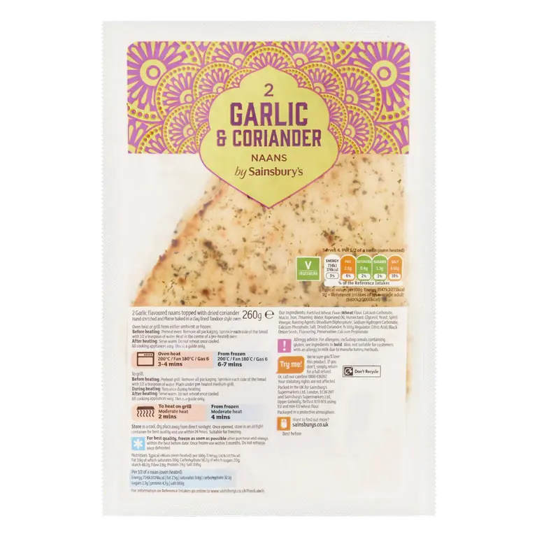 Garlic & Coriander Naan x2 260g