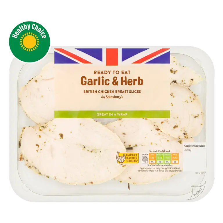 Garlic & Herb Cooked British Chicken Breast Slices 180g