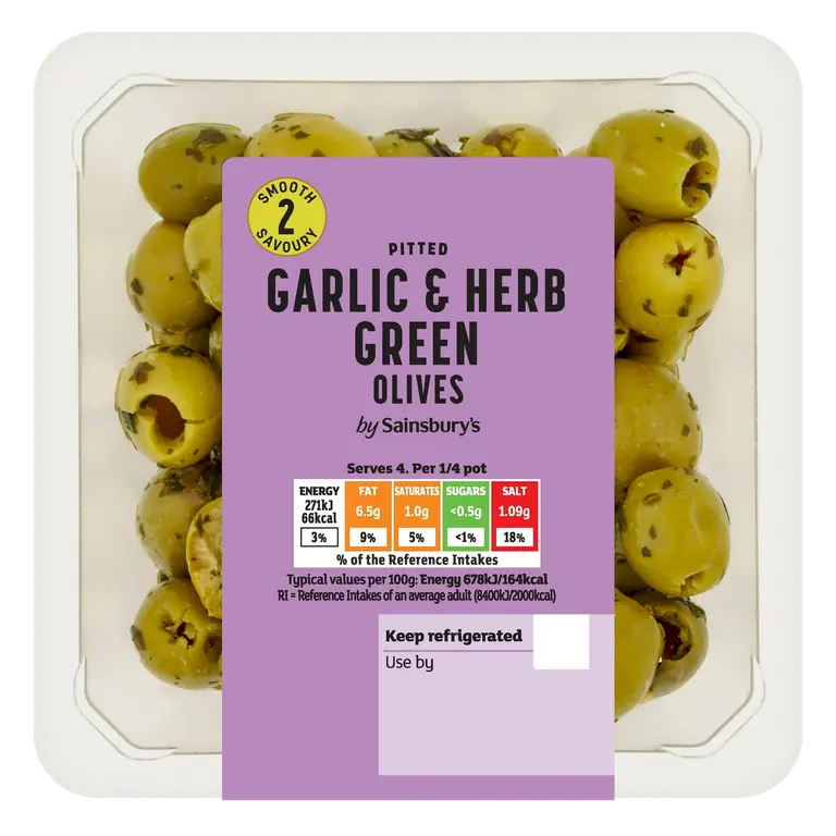 Garlic & Herb Green Olives 160g