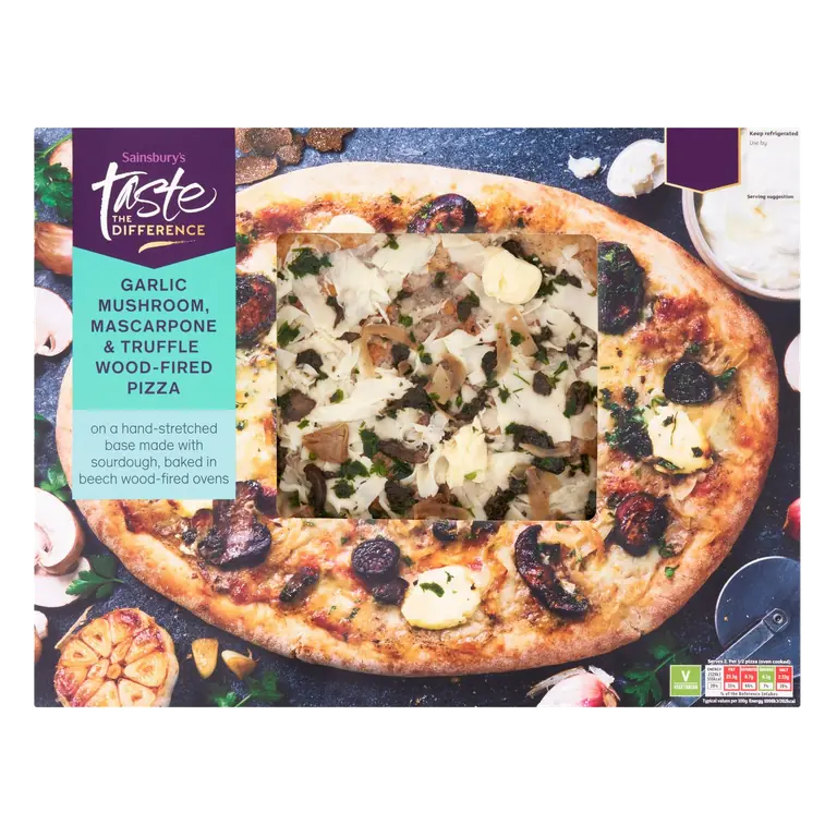 Garlic Mushroom Mascarpone & Truffle Wood Fired Pizza, Taste the Difference 425g