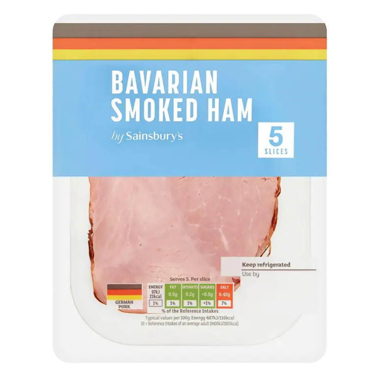 German Bavarian Smoked Ham Slices x5 100g