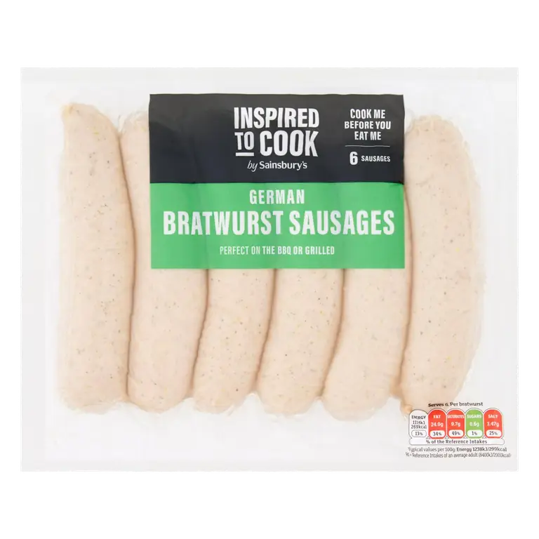 German Bratwurst Sausages Inspired to Cook x6 540g