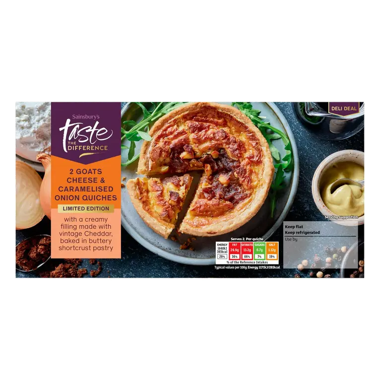 Goats Cheese & Caramelised Onion Quiches, Limited Edition, Taste the Difference x2 280g