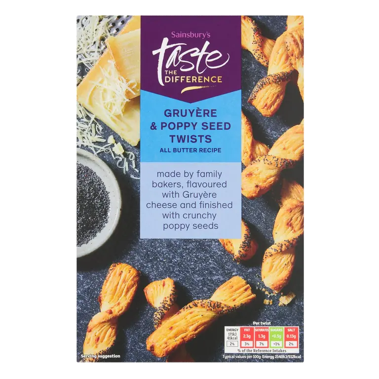 Gruyere & Poppy Twists, Taste the Difference 100g