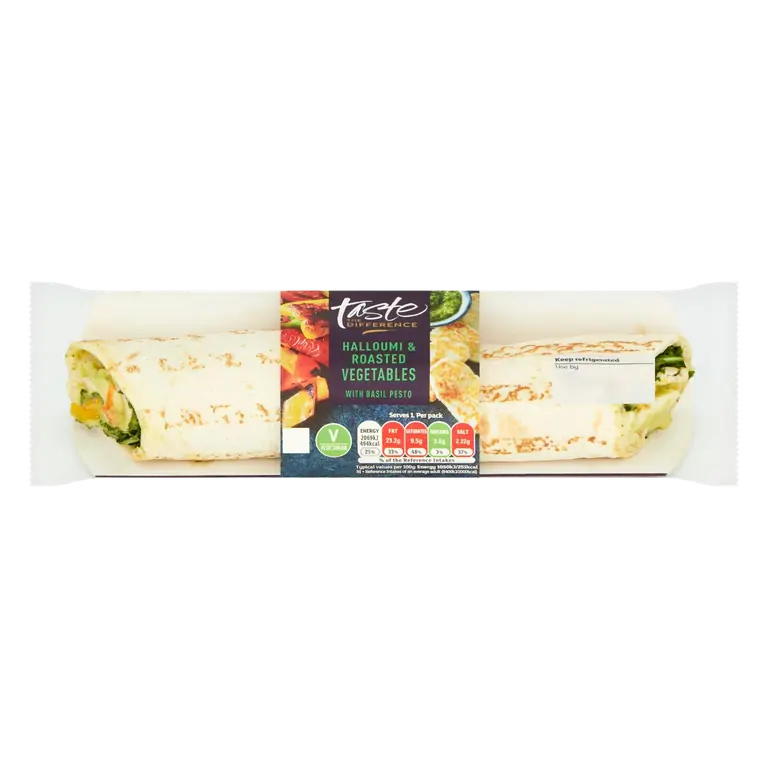 Halloumi & Roast Vegetable with Basil Pesto Wrap, Taste the Difference