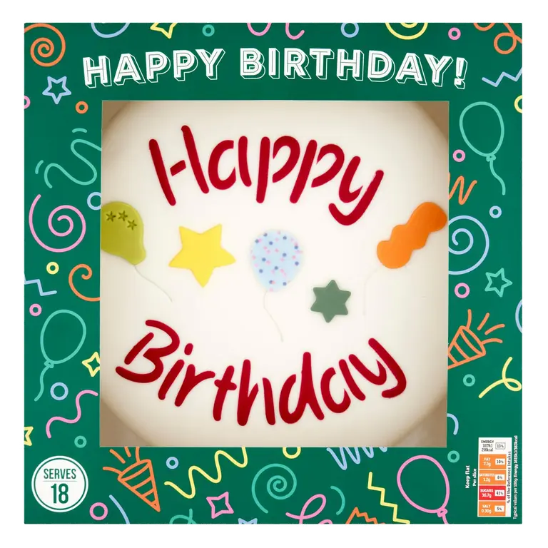Happy Birthday Celebration Madeira Cake 1208g (Serves 18)