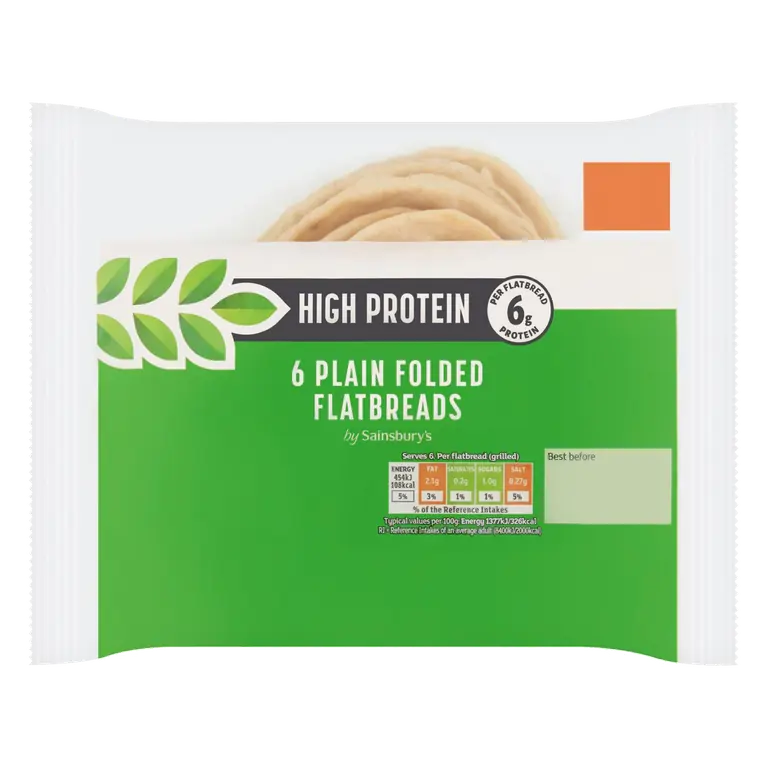High Protein 6 x Plain Folded Flatbreads