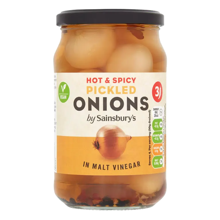 Hot & Spicy Pickled Onions in Malt Vinegar 440g (220g*)