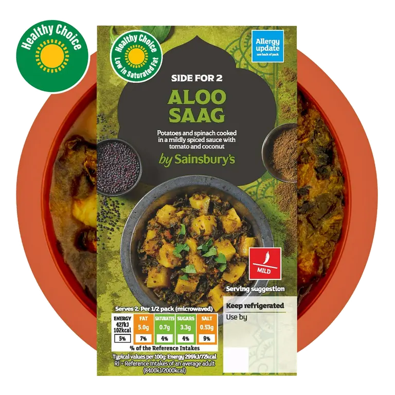 Indian Aloo Saag Ready Meal Side For 2 300g