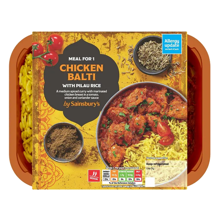 Indian Chicken Balti with Pilau Rice Ready Meal for 1 400g