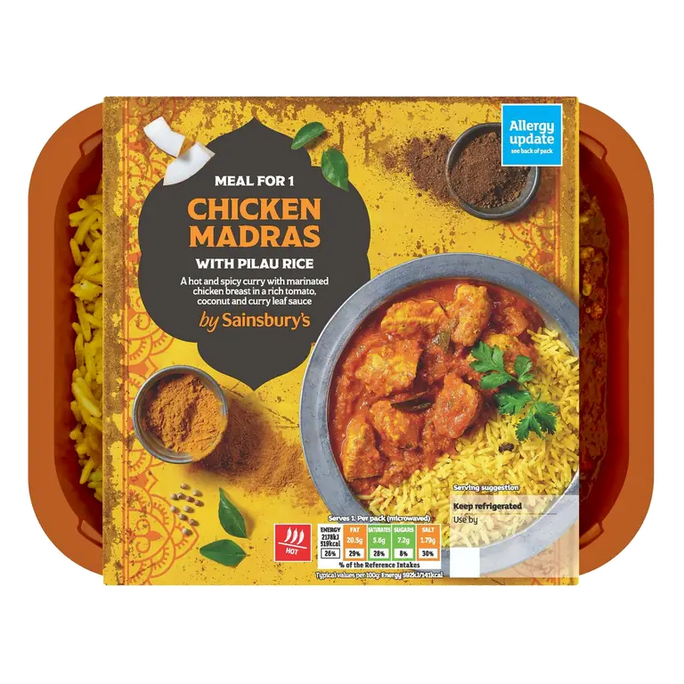 Indian Chicken Madras with Pilau Rice Ready Meal for 1 400g