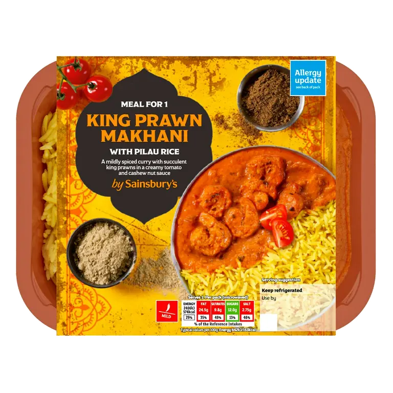 Indian King Prawn Makhani with Pilau Rice Ready Meal for 1 400g