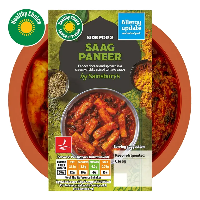 Indian Saag Paneer Ready Meal Side For 2 300g