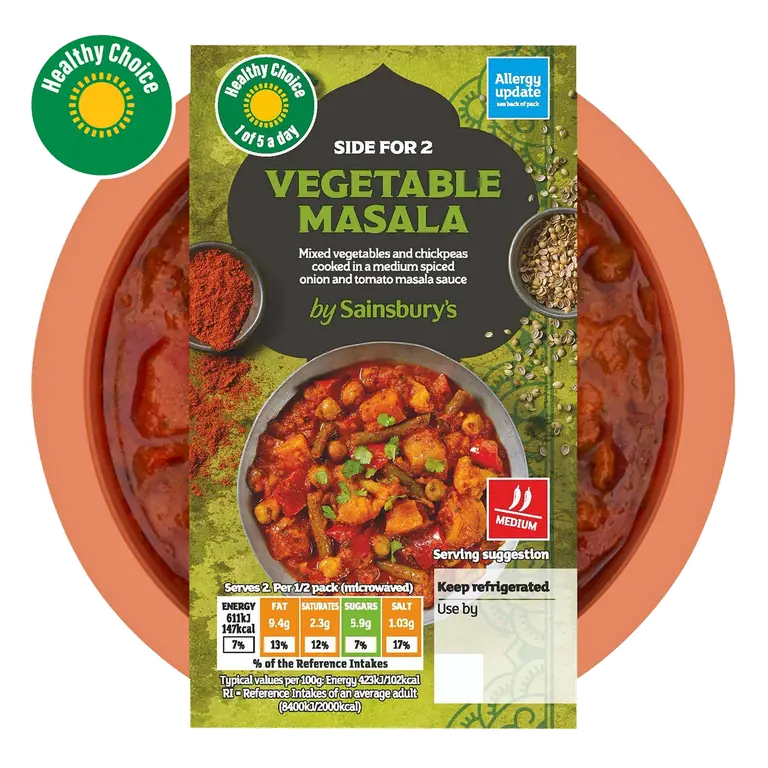 Indian Vegetable Masala Ready Meal Side For 2 300g