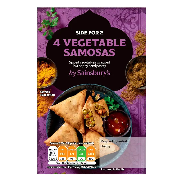 Indian Vegetable Samosas x4 200g (Serves 2)