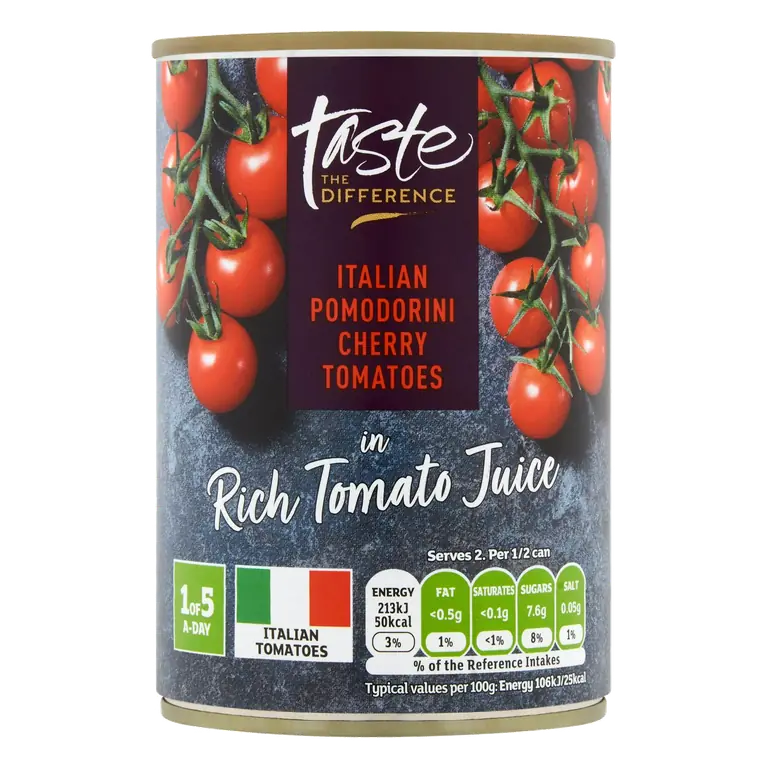 Italian Pomodorini Cherry Tomatoes in rich tomato juice, Taste the Difference 400g