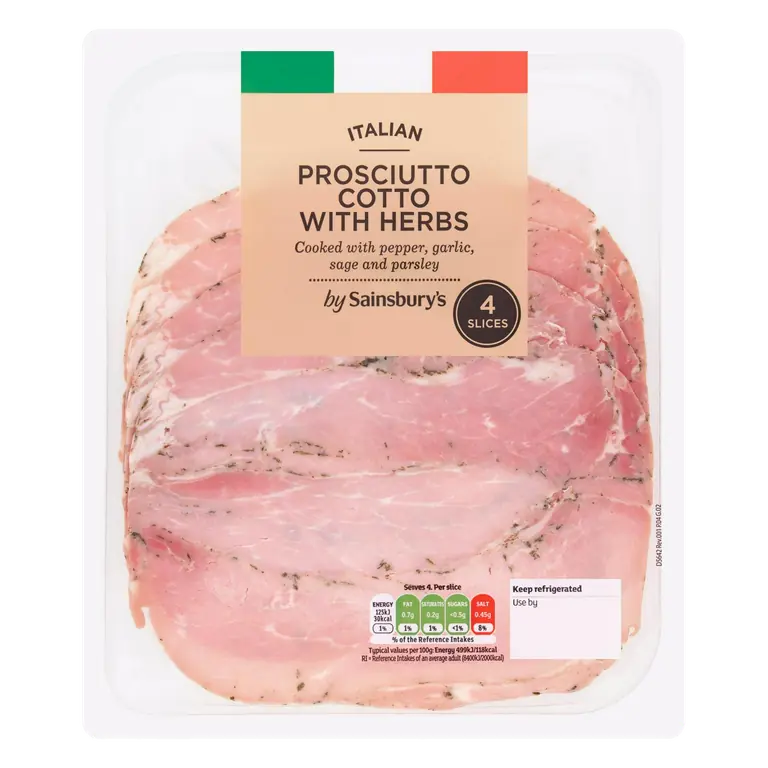 Italian Prosciutto Cotto Slices with Herbs x4 100g