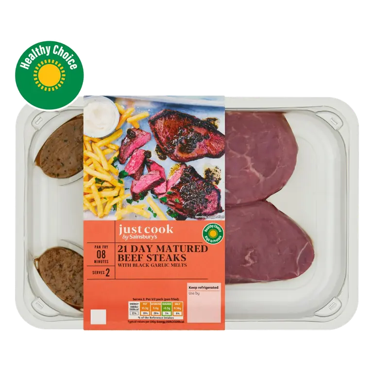 Just Cook 21 Day Matured Beef Steaks with Black Garlic Butter 300g
