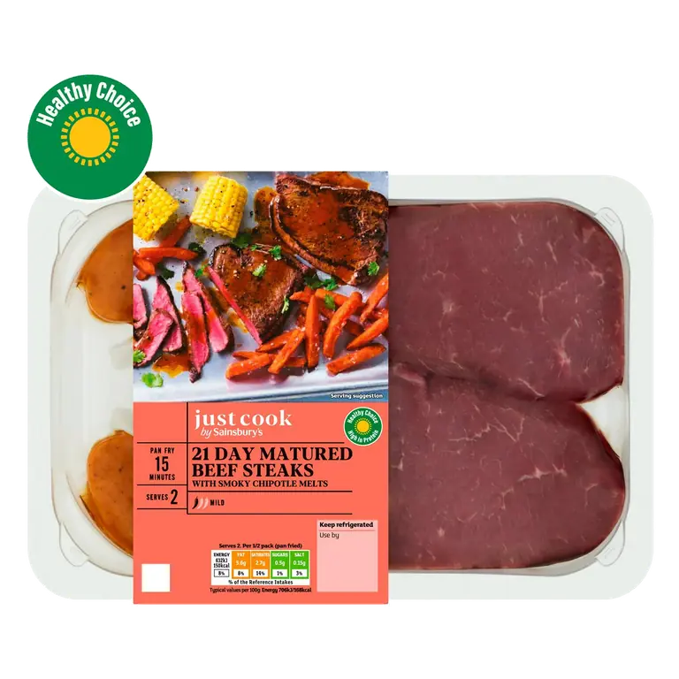 Just Cook 300g 21 Day Matured Beef Steaks with Smoky Chipotle Melts