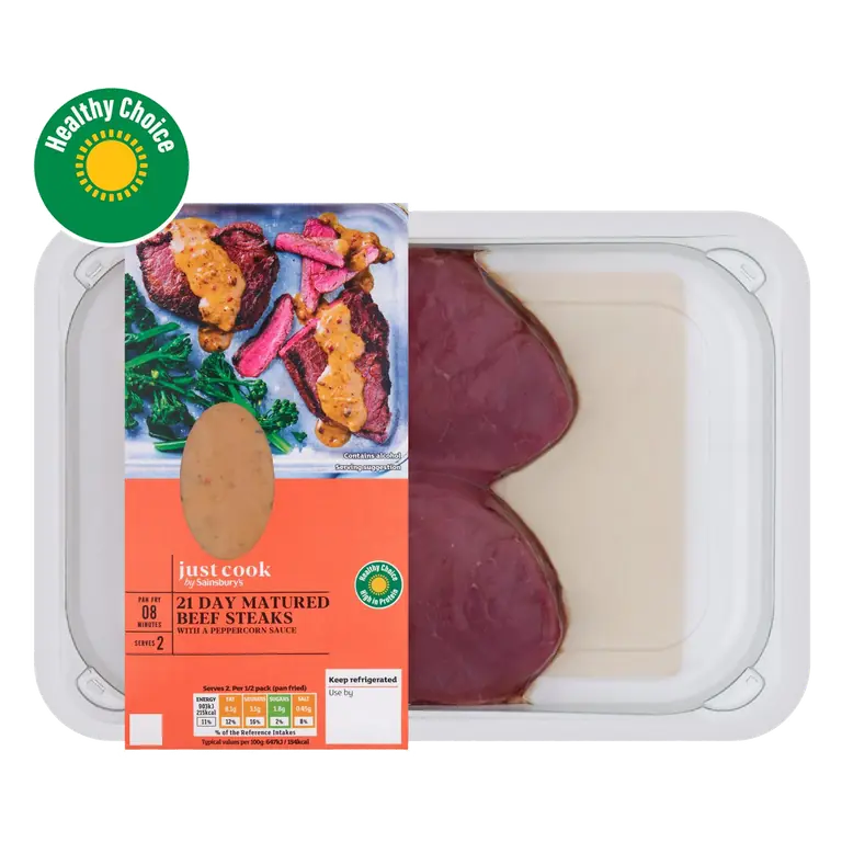 Just Cook Beef Steaks with Peppercorn 370g