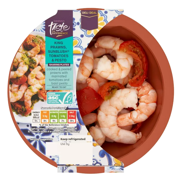 King Prawns, Sunblush Tomatoes & Pesto, Taste the Difference 150g