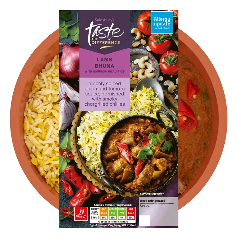 Lamb Bhuna & Saffron Pilau Rice, Taste the Difference Ready Meal for 1 400g