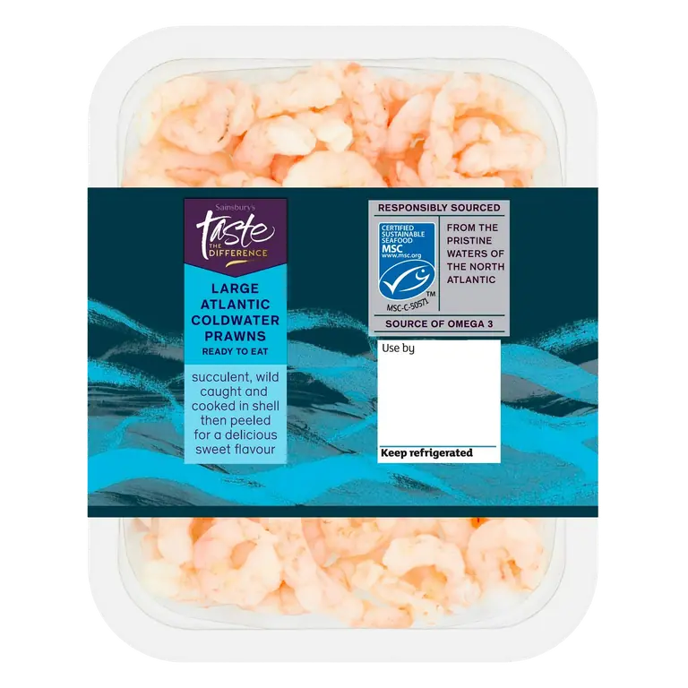Large Atlantic MSC Coldwater Prawns, Taste the Difference 150g (ready to eat)
