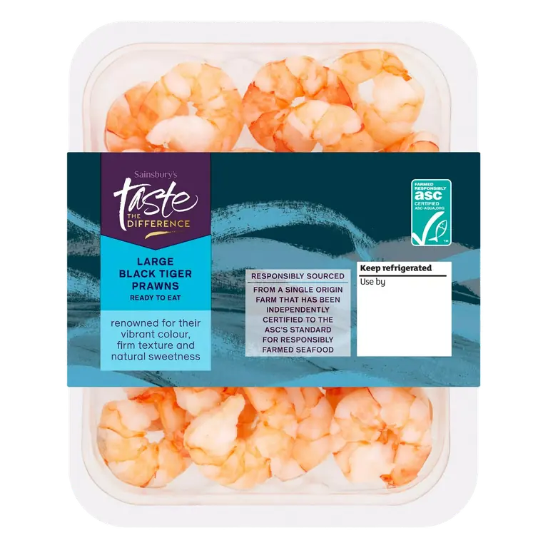 Large Black Tiger Prawns ASC, Taste the Difference 150g