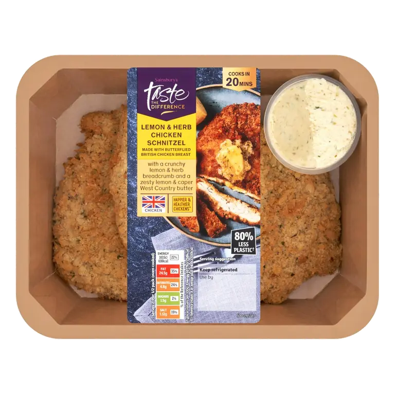 Lemon & Herb Chicken Schnitzel, Taste the Difference 350g