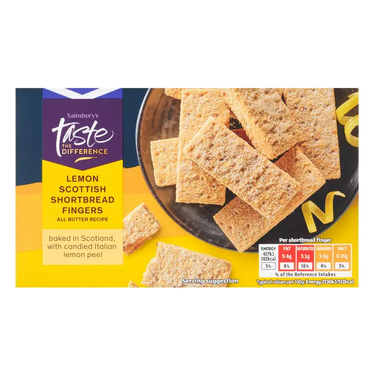 Lemon Scottish Shortbread Fingers, Taste the Difference 160g
