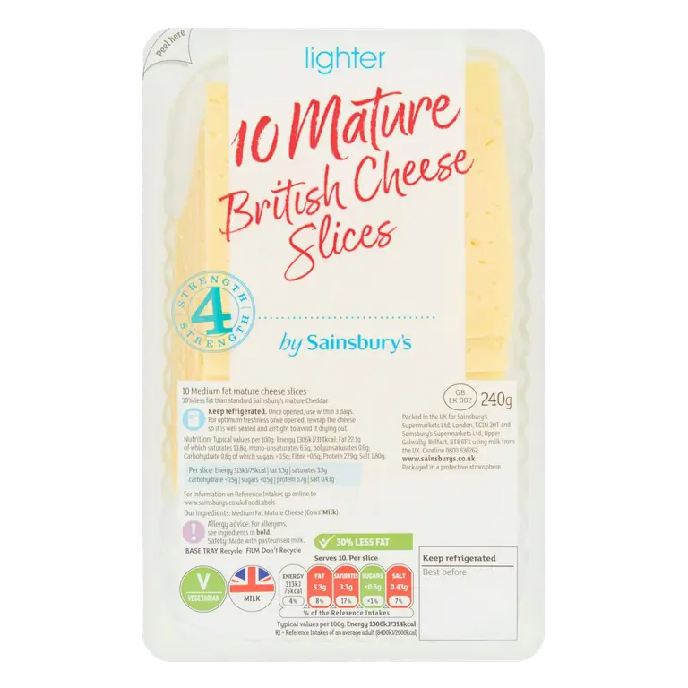 Lighter Mature British Cheese Slices x10 240g