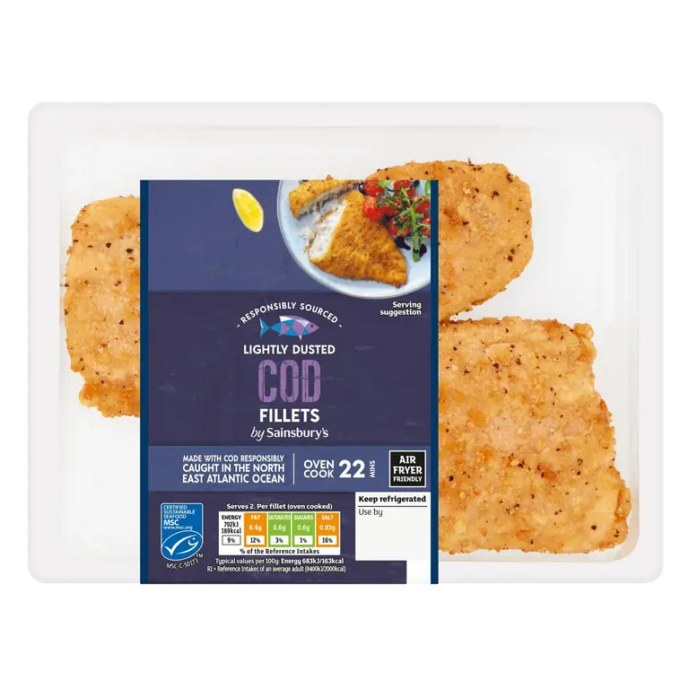 Lightly Dusted MSC Cod Fillets x2 255g