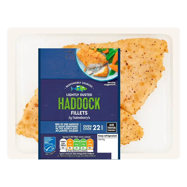 Lightly Dusted MSC Haddock Fillets x2 255g