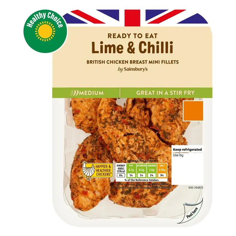 Lime & Chilli Cooked British Chicken Mini Fillets 170g (ready to eat)