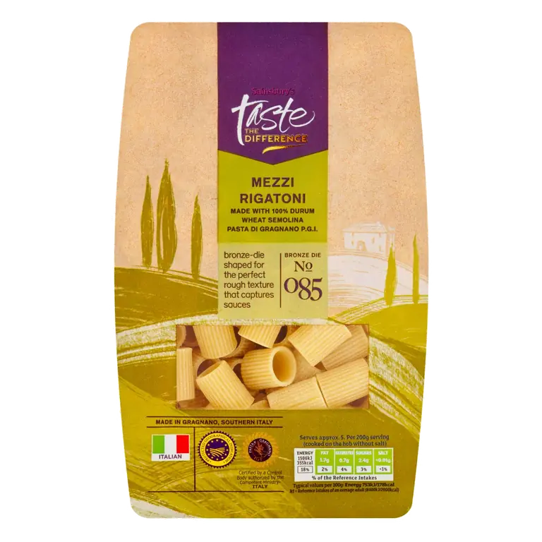 Mezzi Rigatoni Pasta, Taste the Difference 500g