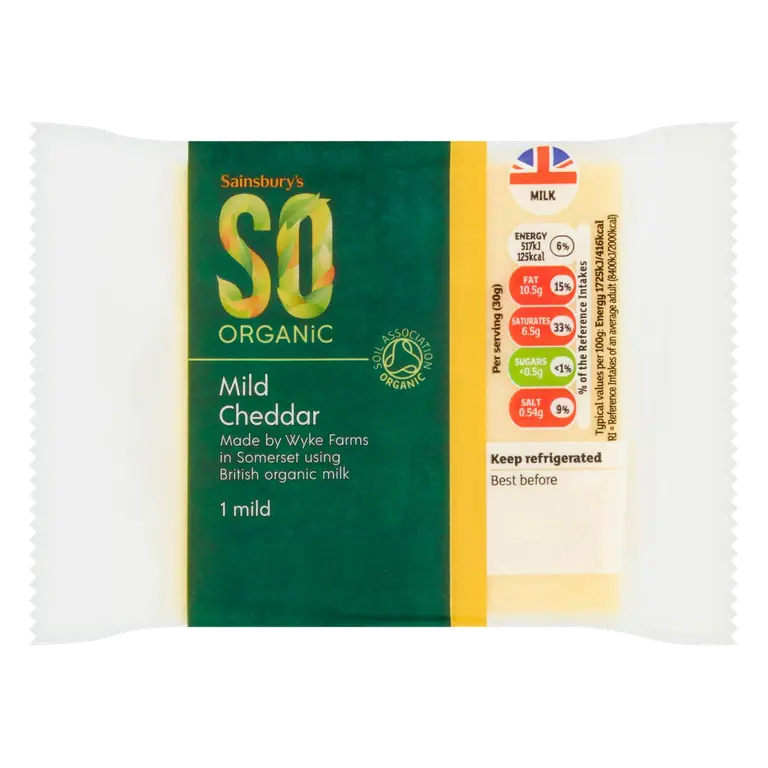 Mild Cheddar Cheese, SO Organic 270g