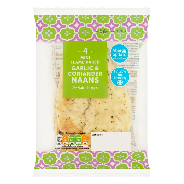 Mini Garlic & Coriander Naans x4