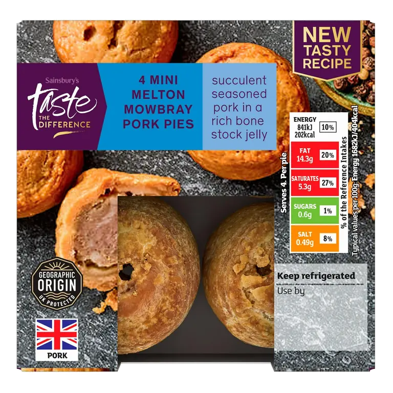 Mini Melton Mowbray Pork Pies, Taste the Difference x4 200g