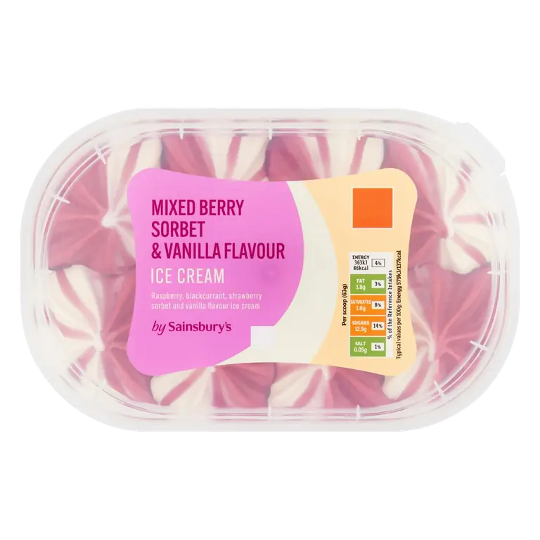 Mixed Berry Sorbet & Vanilla Flavour Ice Cream 900ml