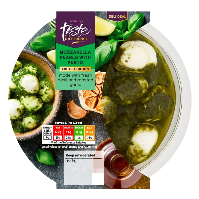 Mozzarella Pearls with Pesto, Limited Edition, Taste the Difference 160g