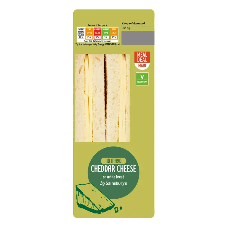 No Mayo Cheddar Cheese on White Bread Sandwich
