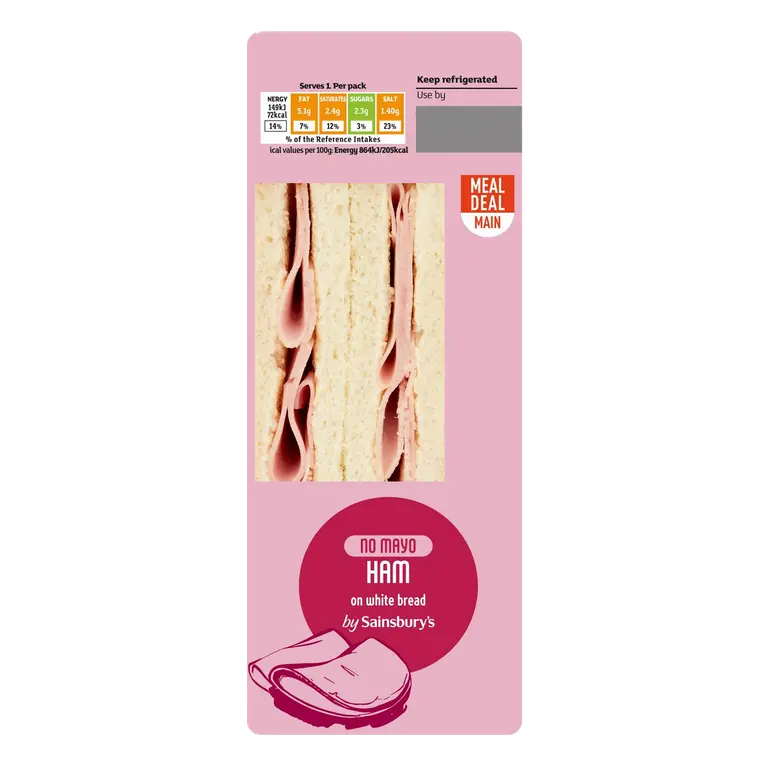 No Mayo Ham on White Bread Sandwich
