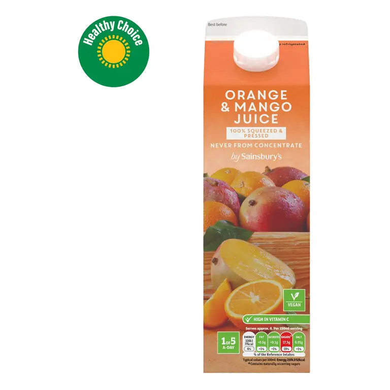 Orange & Mango Juice, Not From Concentrate 1L