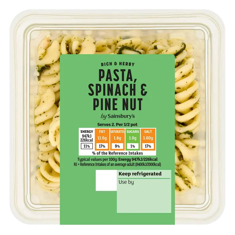 Pasta, Spinach & Pinenut Salad 200g