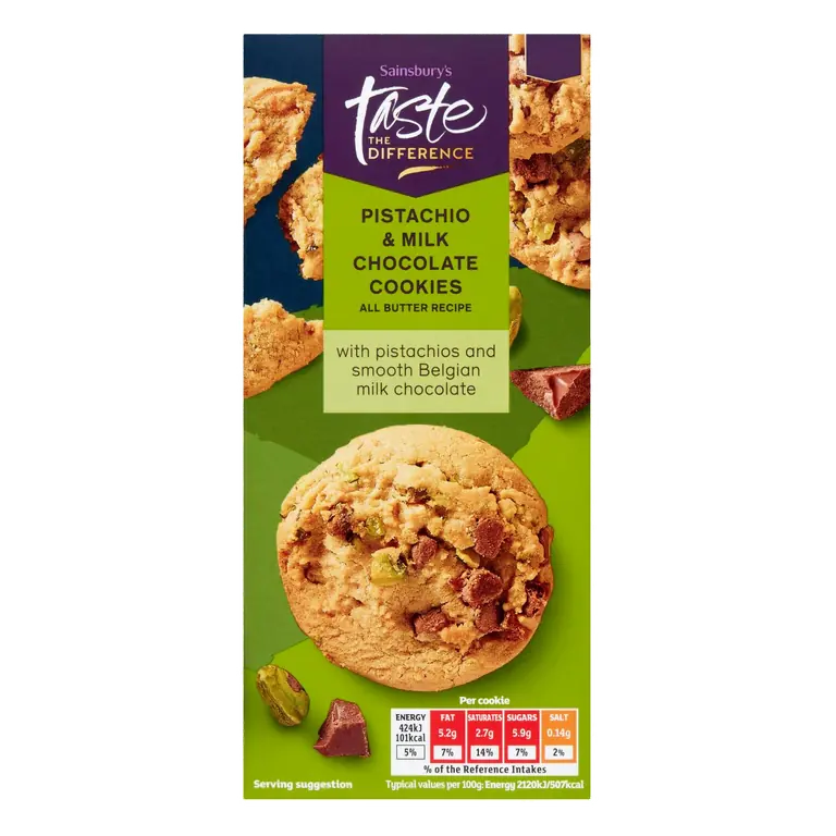 Pistachio & Milk Chocolate Cookies, Taste the Difference 200g