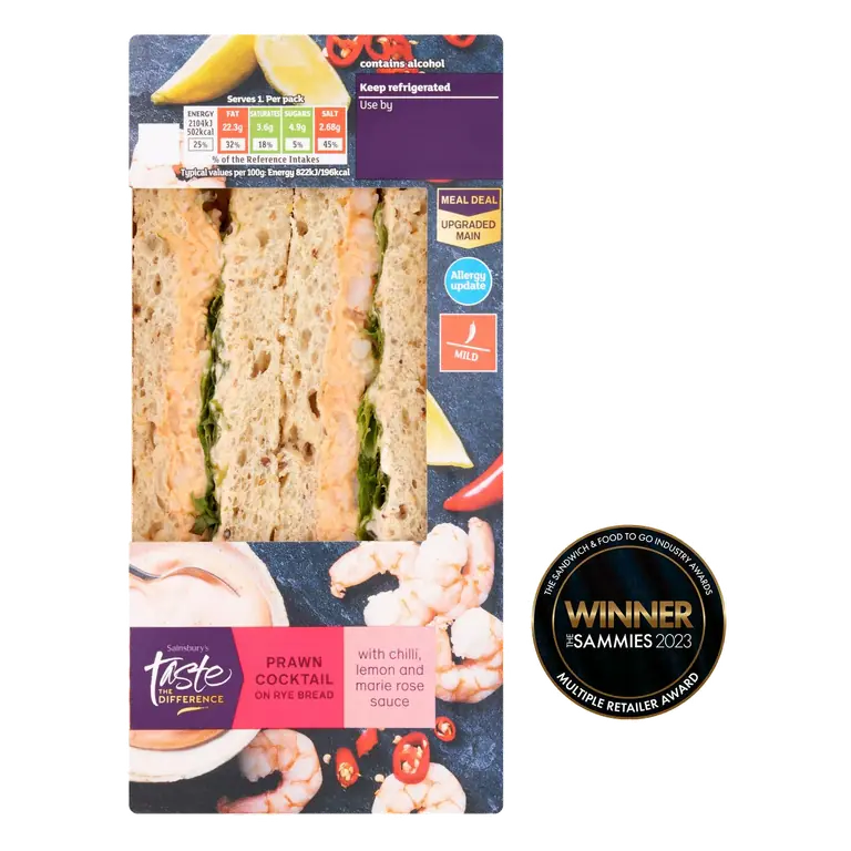 Prawn Cocktail on Rye Bread Sandwich, Taste the Difference