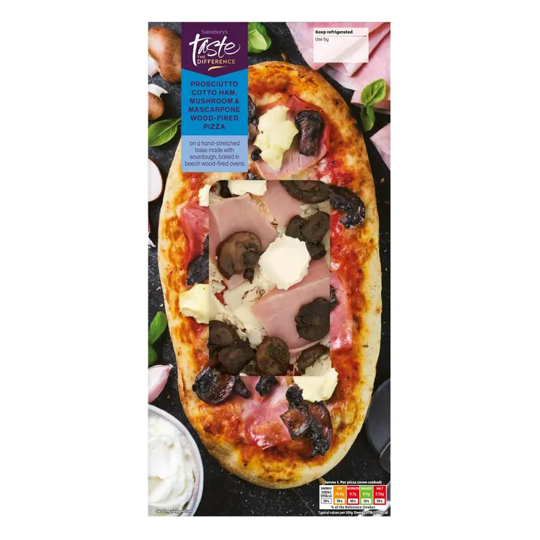 Prosciutto Mushroom & Mascarpone Pizza, Taste the Difference 252g