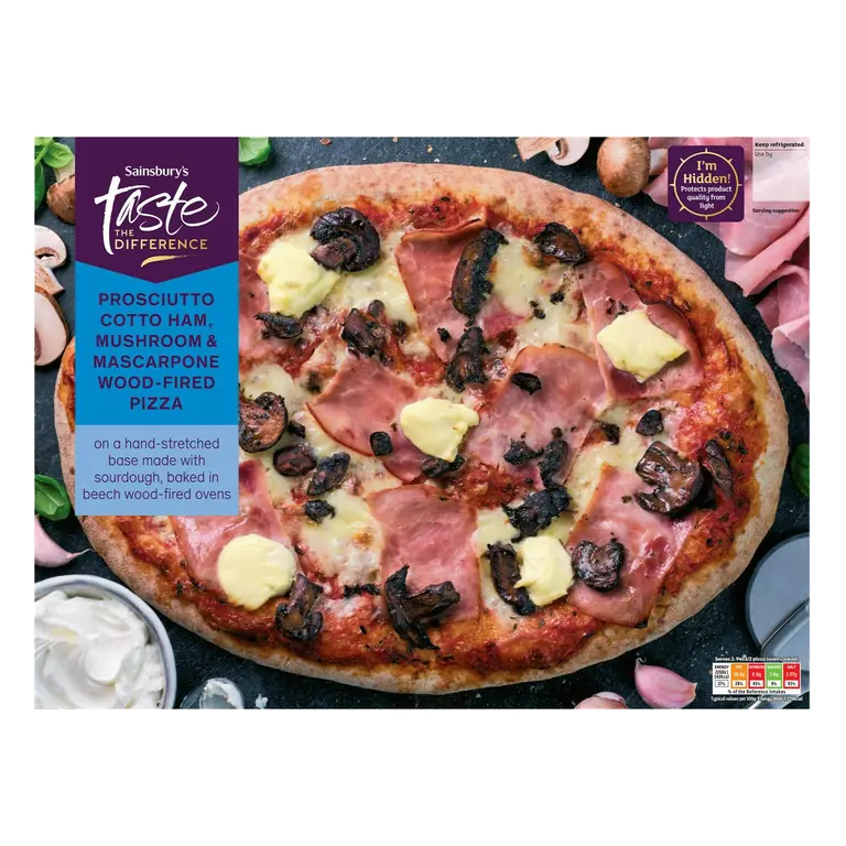 Prosciutto Mushroom & Mascarpone Pizza, Taste the Difference 480g