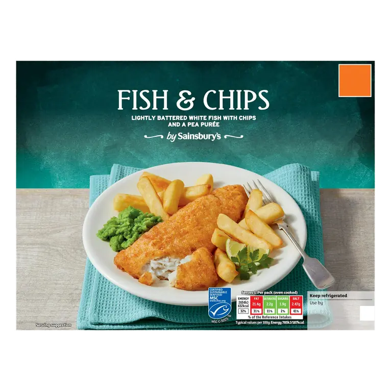 Pub Classics Beer Battered Fish & Chips with a Pea Puree 450g